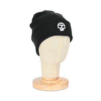 Zero Embroidered Single Skull Beanie Hat - Black