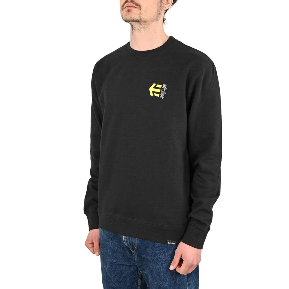 Etnies Corp Combo Pullover Crew Sweatshirt - Black/Yellow/White
