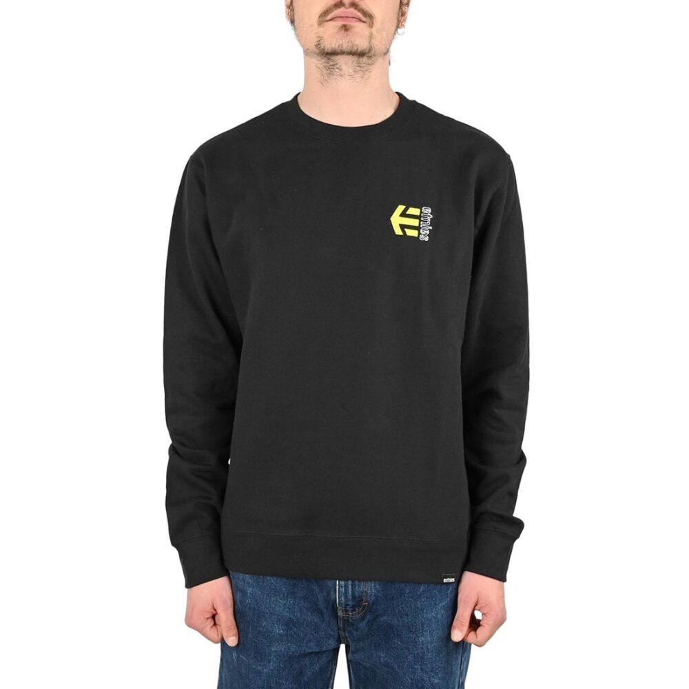 Etnies Corp Combo Pullover Crew Sweatshirt - Black/Yellow/White