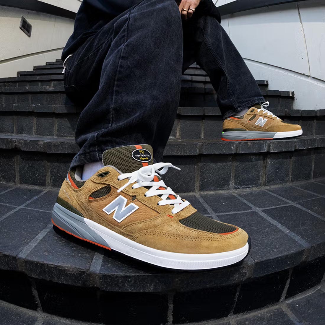 New Balance Numeric Reynolds 933 Skate Shoes - Camel/Dark Brown