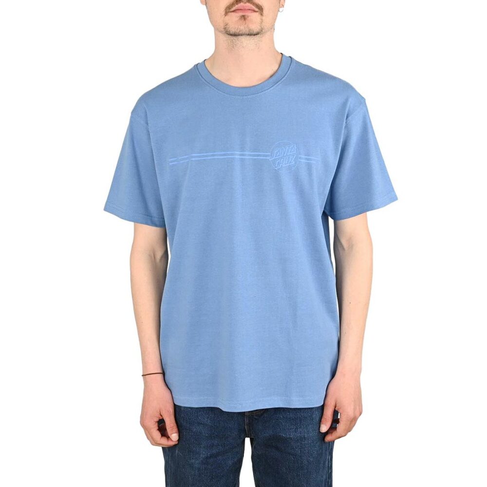 Santa Cruz Tonal Opus Dot Stripe S/S T-Shirt - Azure Blue