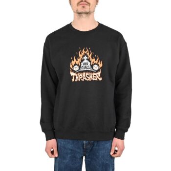 Thrasher Neckface Who Cares Crew Sweater - Black