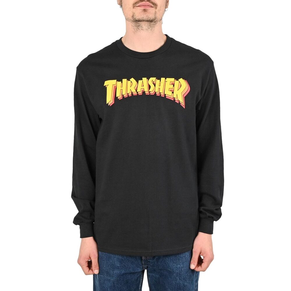 Thrasher Stacked L/S T-Shirt - Black