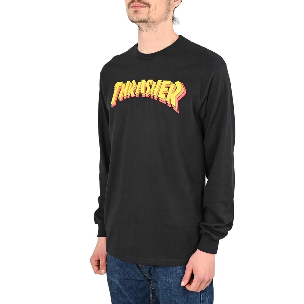 Thrasher Stacked L/S T-Shirt - Black