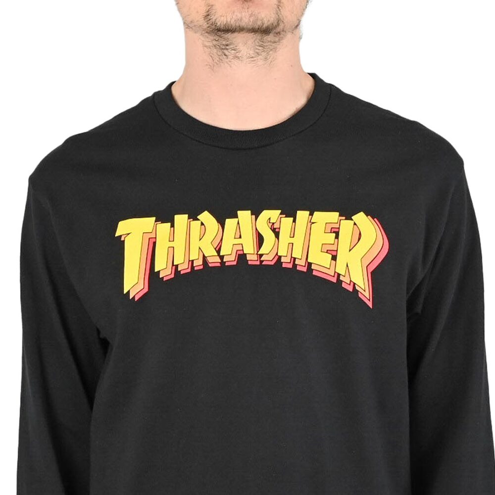 Thrasher Stacked L/S T-Shirt - Black