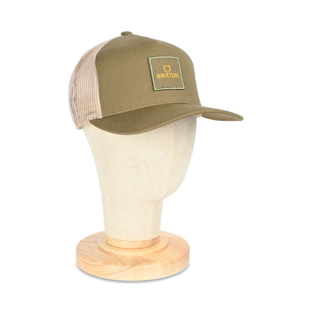 Brixton Alpha Block Mesh Back Trucker Cap - Ivy Green/Sand