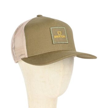 Brixton Alpha Block Mesh Back Trucker Cap - Ivy Green/Sand