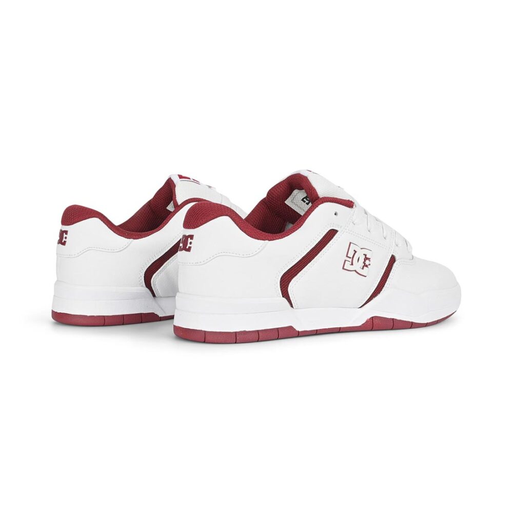 DC Central Low Top Skate Shoes - White/Deep Red