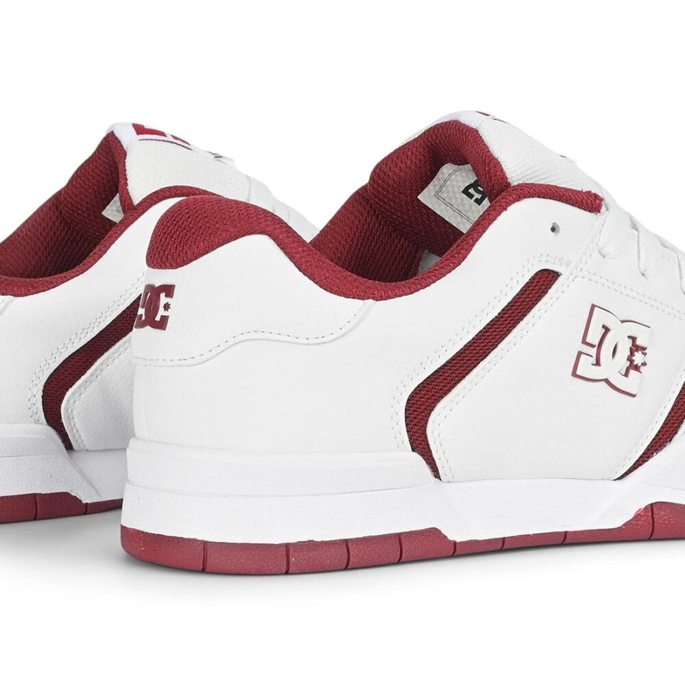 DC Central Low Top Skate Shoes - White/Deep Red