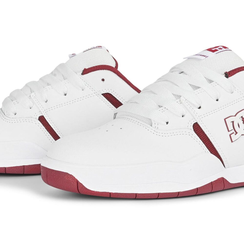 DC Central Low Top Skate Shoes - White/Deep Red