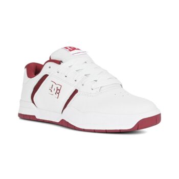 DC Central Low Top Skate Shoes - White/Deep Red