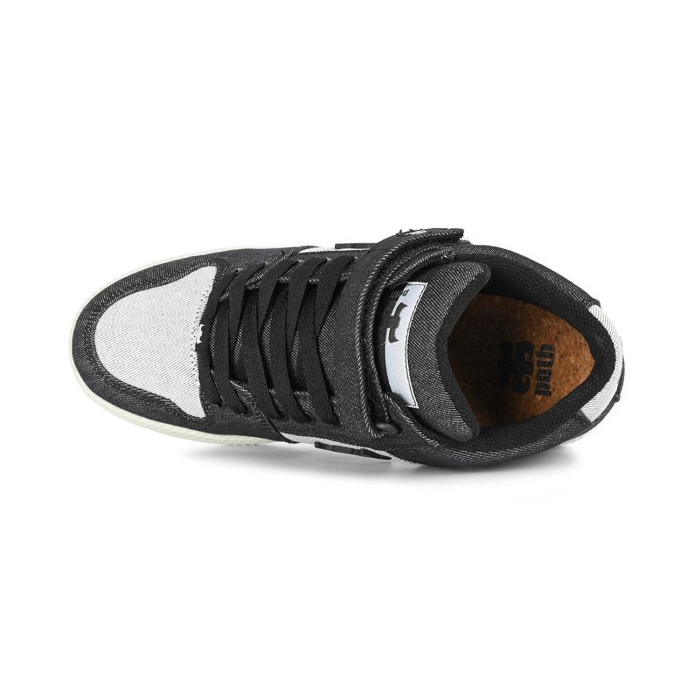 IPATH Grasshopper High-Top Skate Shoes - Black/White Denim Hemp