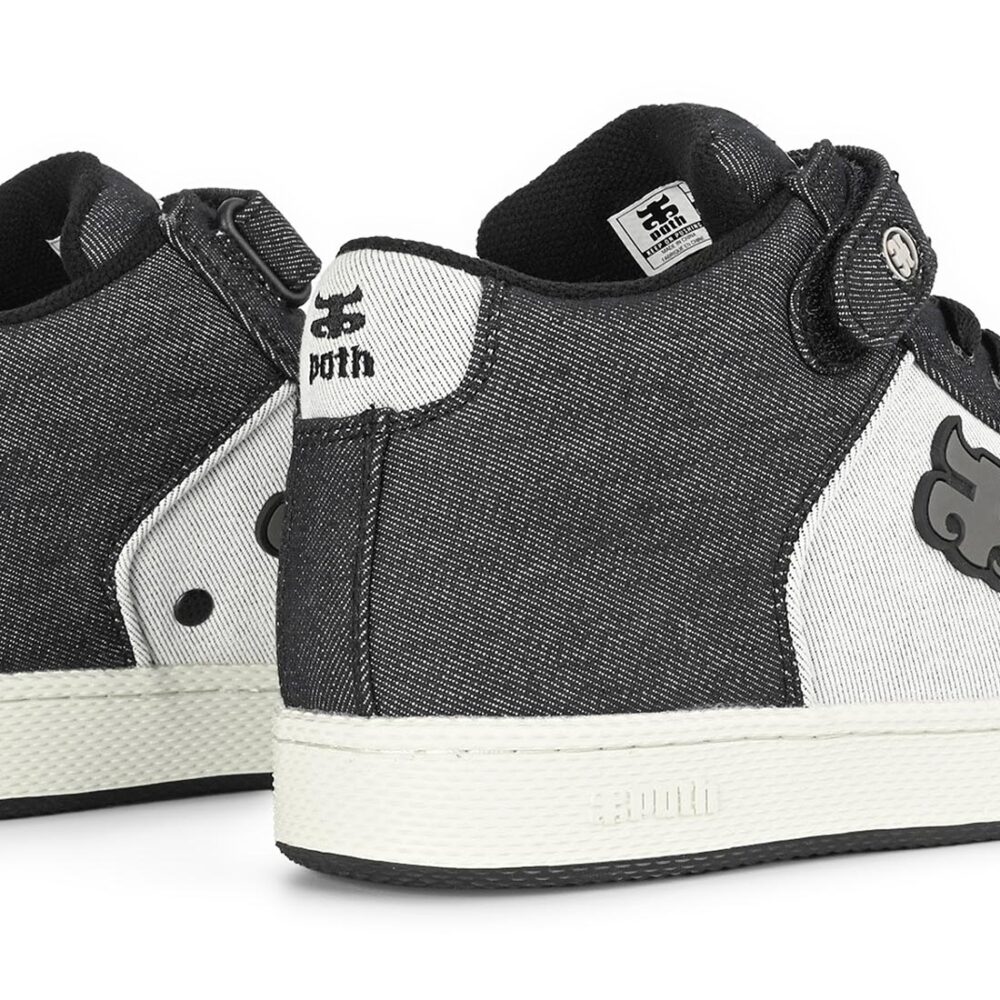 IPATH Grasshopper High-Top Skate Shoes - Black/White Denim Hemp