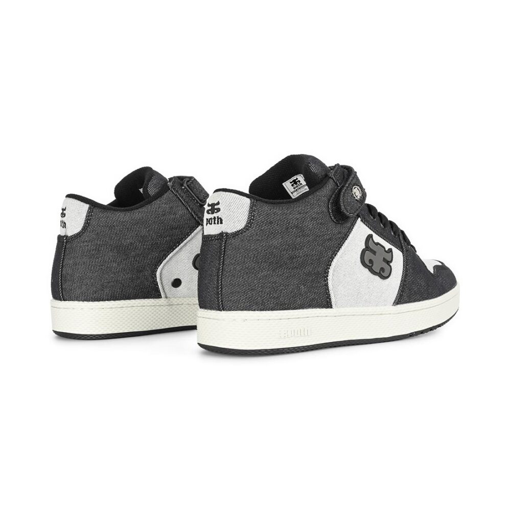 IPATH Grasshopper High-Top Skate Shoes - Black/White Denim Hemp