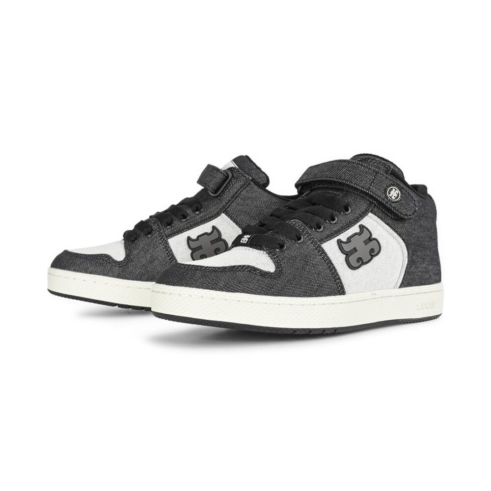 IPATH Grasshopper High-Top Skate Shoes - Black/White Denim Hemp