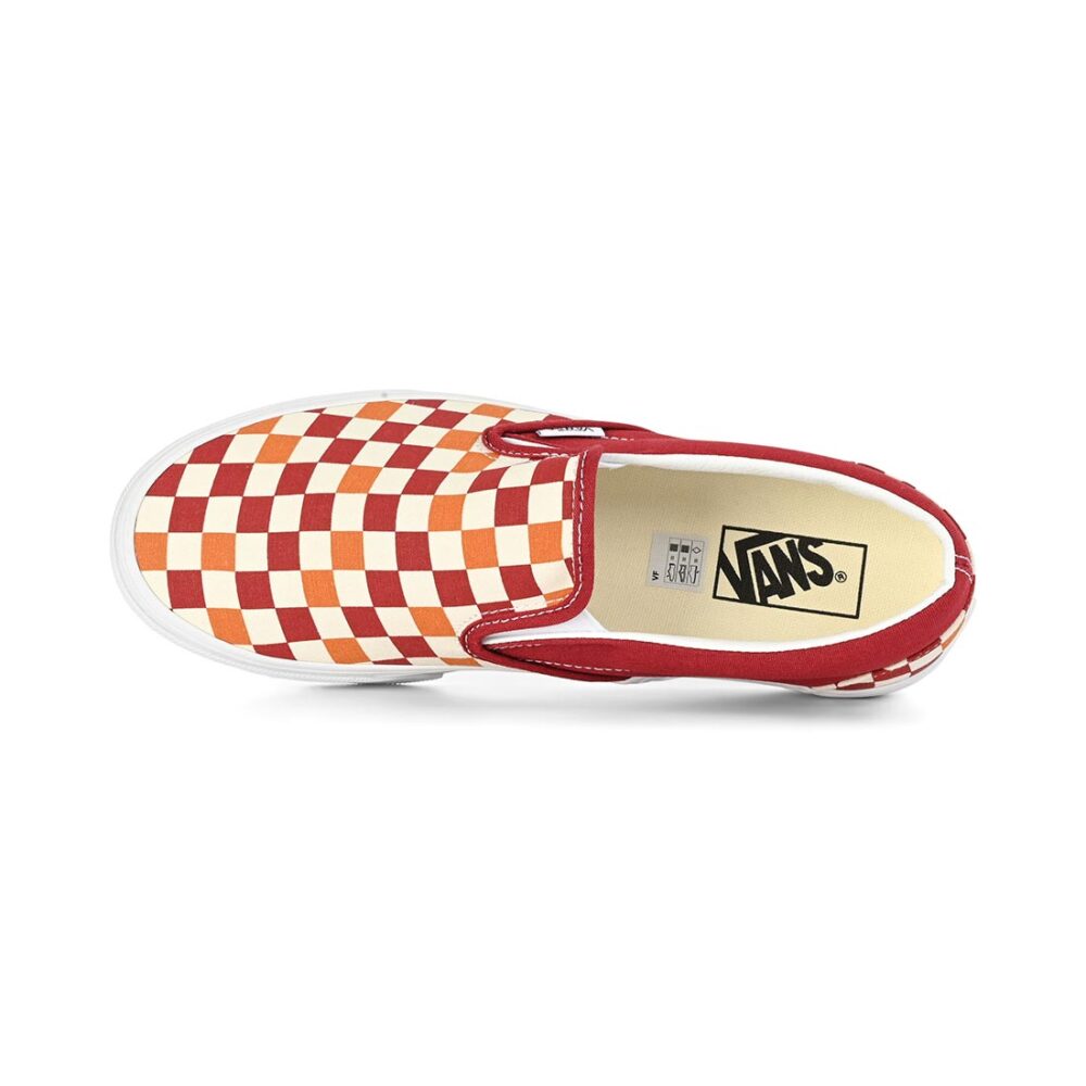 Vans Classic Slip-On Skate Shoes - Tri Tone Red Check