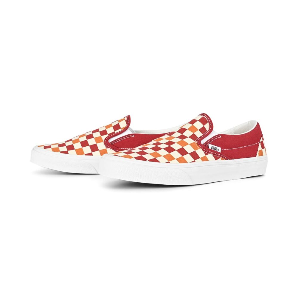 Vans Classic Slip-On Skate Shoes - Tri Tone Red Check