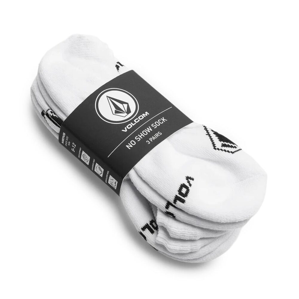 Volcom No Show Ankle Socks 3 Pack - White