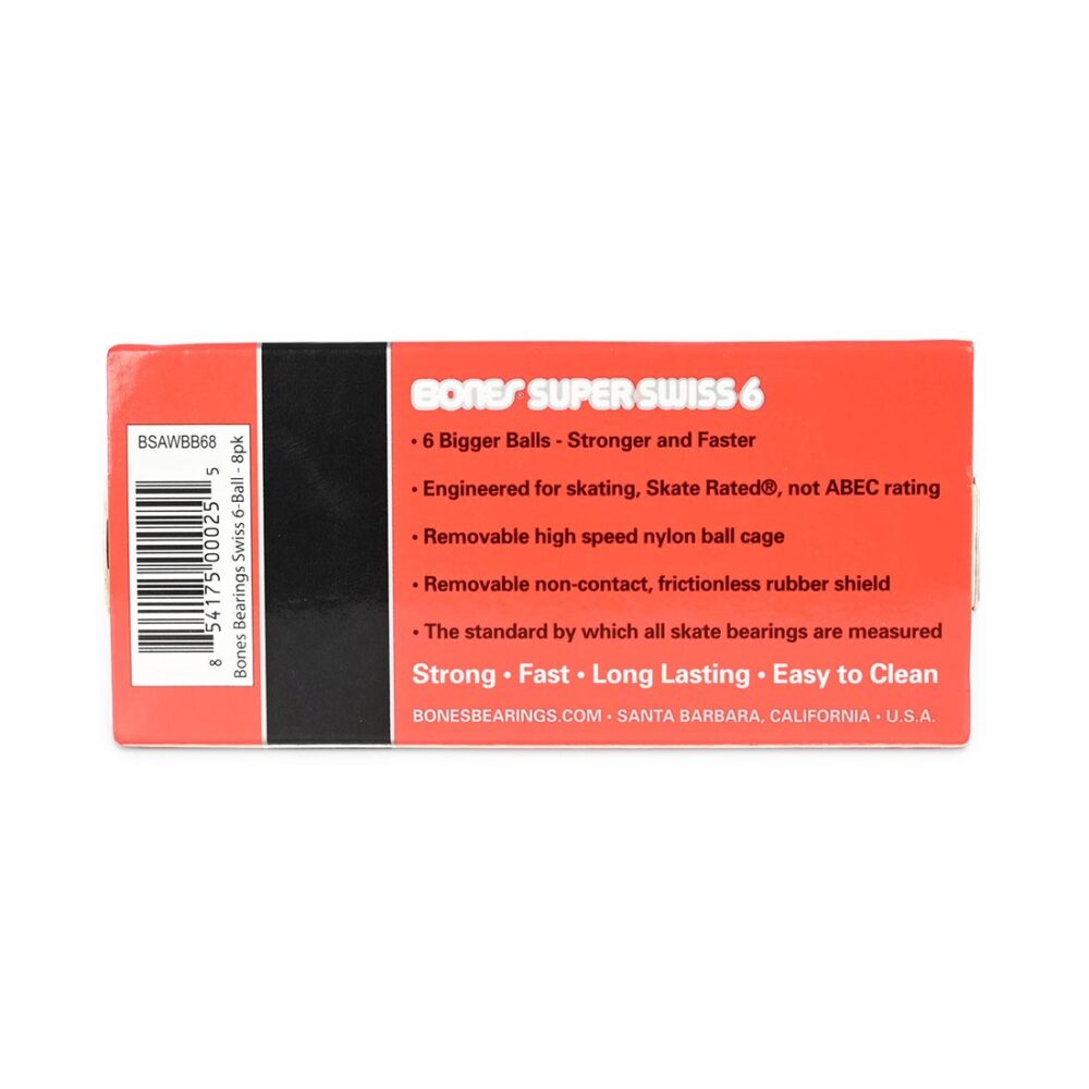 Bones Swiss Super 6 Ball Skateboard Bearings (8 Pack)
