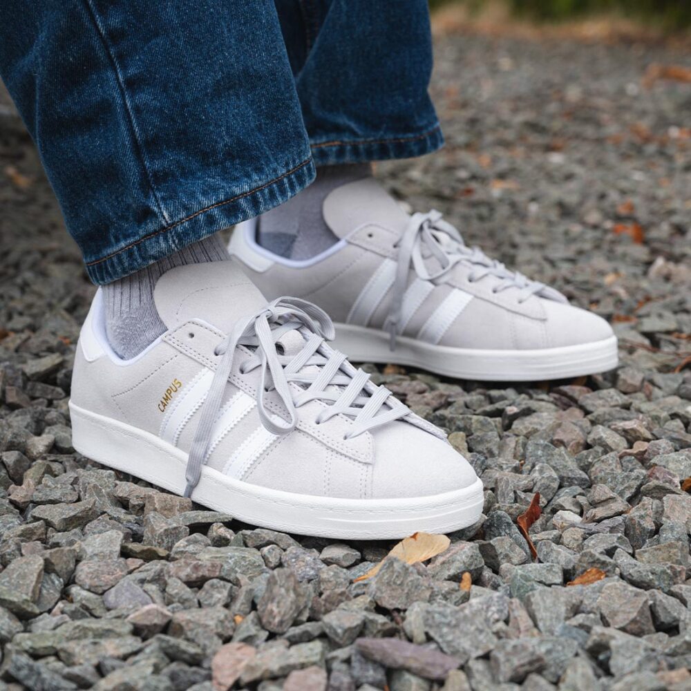 Adidas Campus ADV Skate Shoes - Grey/Cloud White/Gold Metallic