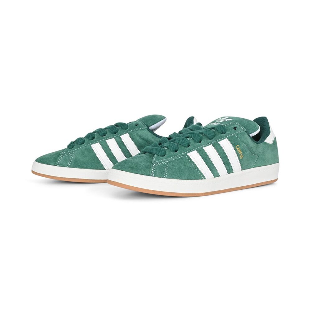 Adidas Campus ADV Skate Shoes - Green/White/Gold