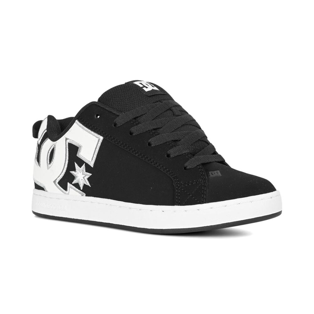 DC Women's Court Graffik Skate Shoes - Black/White Stencil