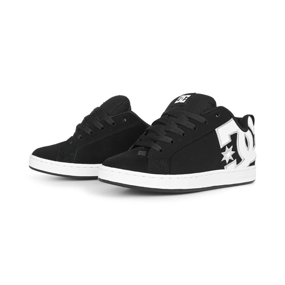 DC Women's Court Graffik Skate Shoes - Black/White Stencil