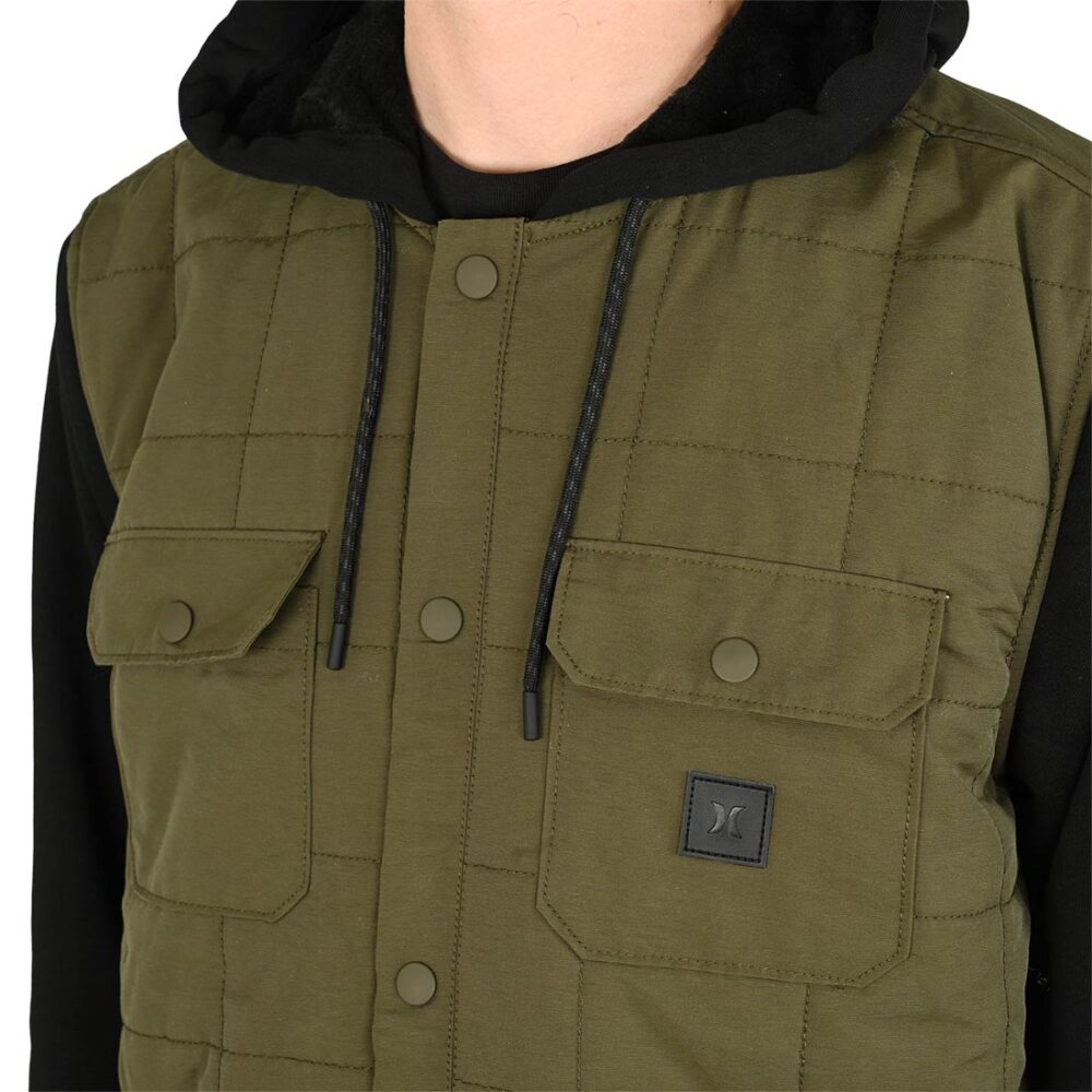 Hurley Santa Cruz Quilted Hooded Jacket - Green/Black