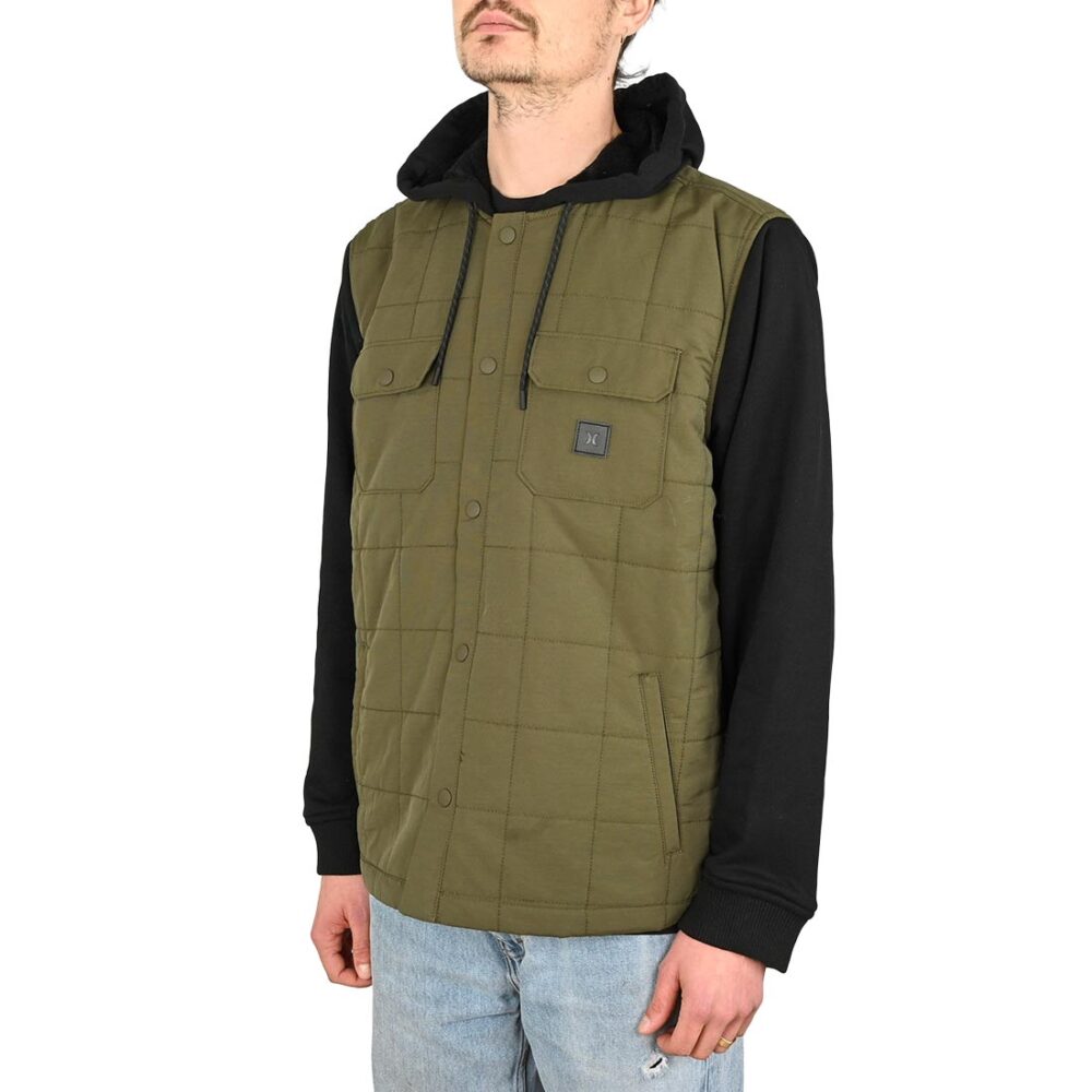 Hurley Santa Cruz Quilted Hooded Jacket - Green/Black