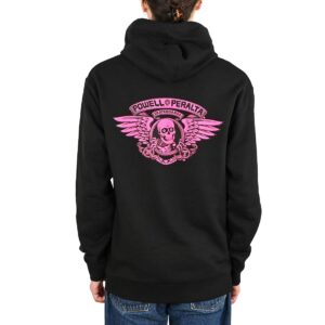 Powell Peralta Winged Ripper Pullover Hoodie - Black/Blacklight Pink