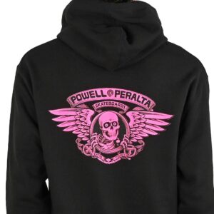 Powell Peralta Winged Ripper Pullover Hoodie - Black/Blacklight Pink