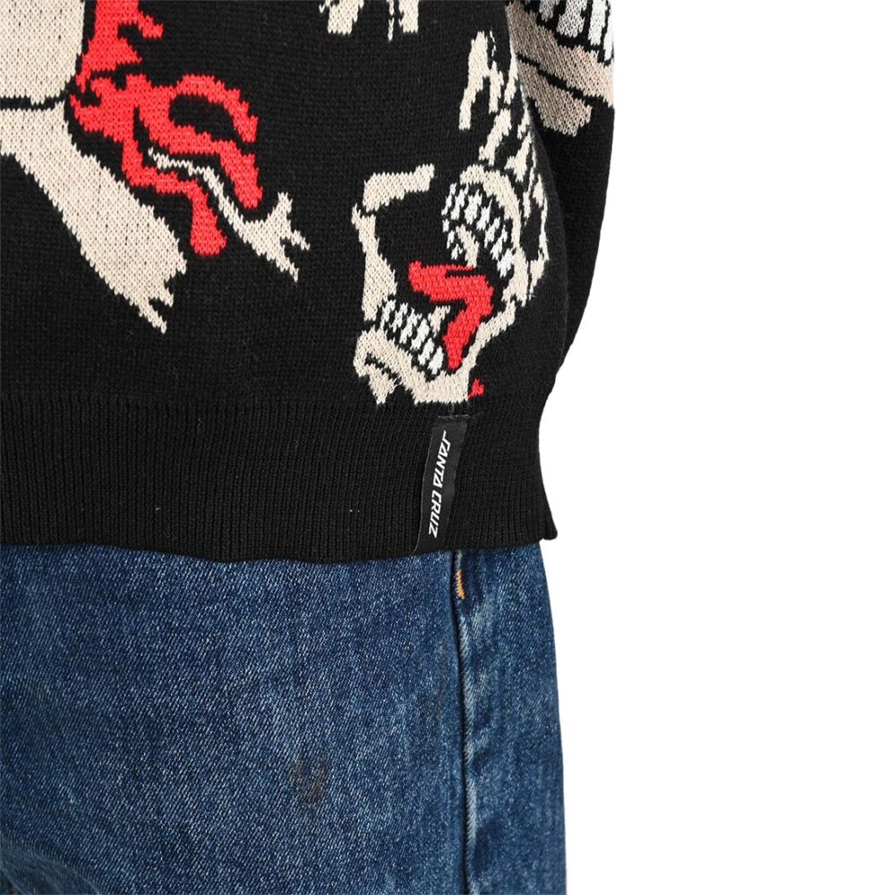 Santa Cruz Bone Hands All Over Knitted Jumper - Black