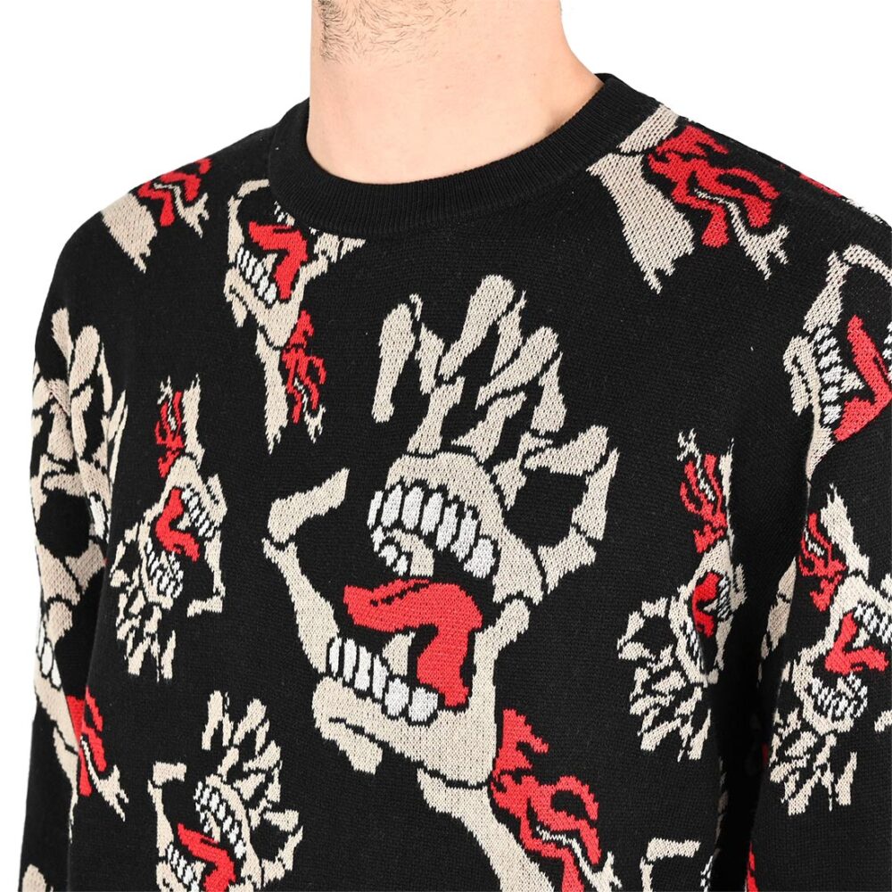 Santa Cruz Bone Hands All Over Knitted Jumper - Black