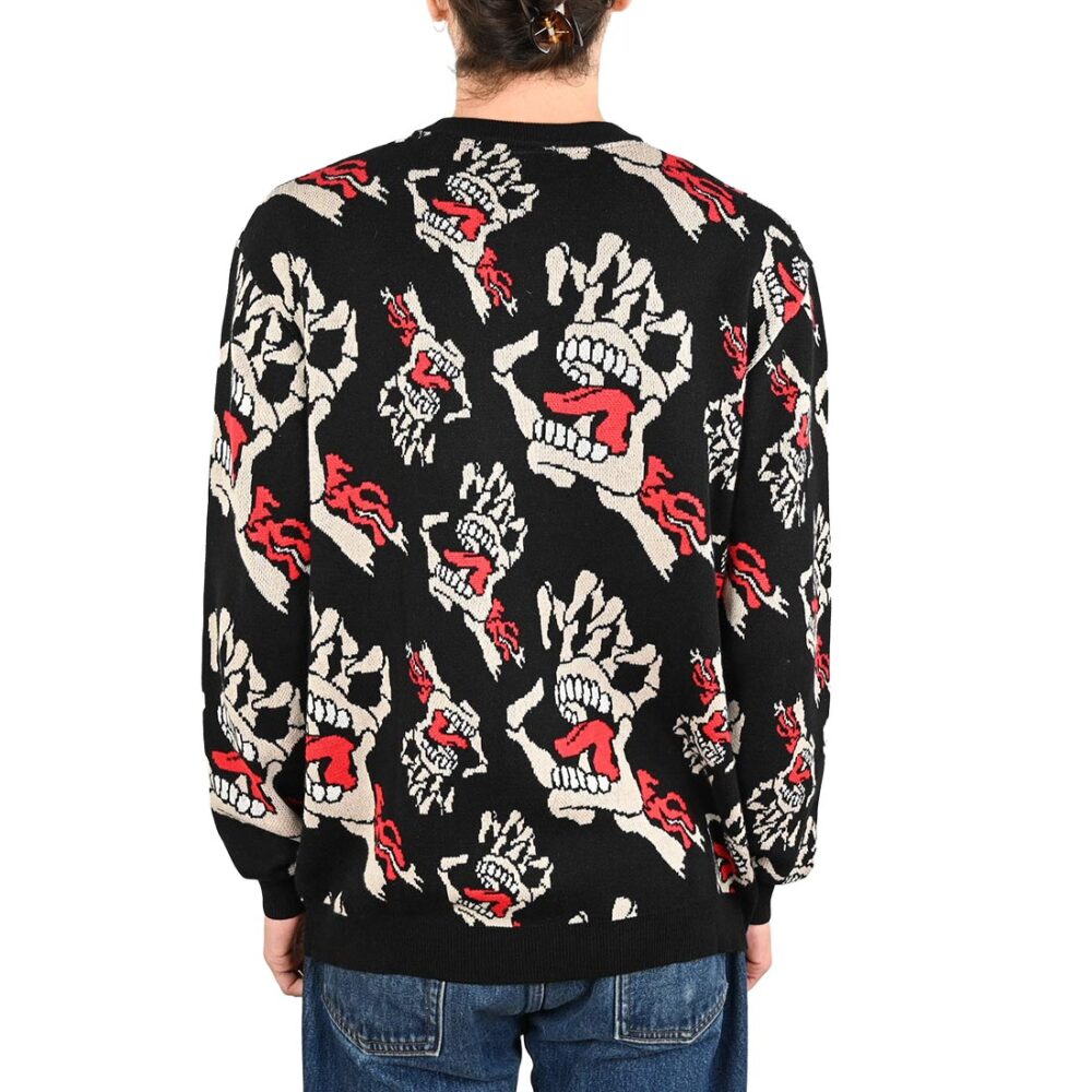 Santa Cruz Bone Hands All Over Knitted Jumper - Black