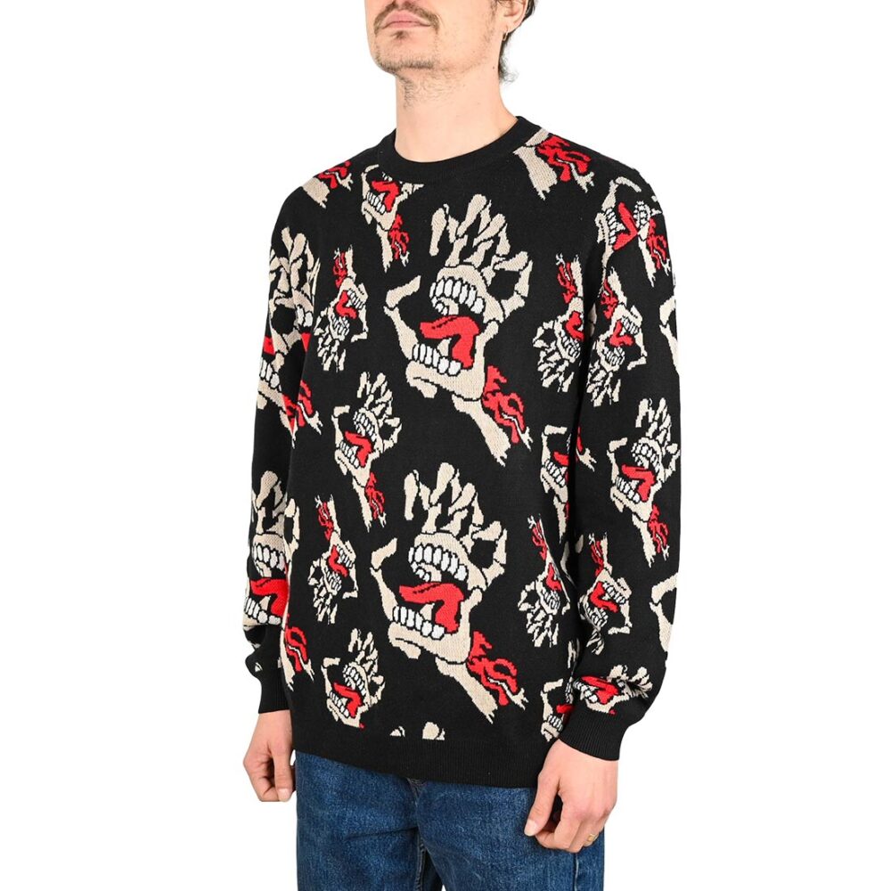 Santa Cruz Bone Hands All Over Knitted Jumper - Black