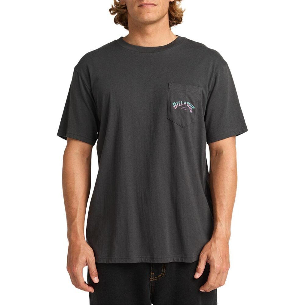 Billabong Stacked Arch S/S Pocket T-Shirt - Washed Black