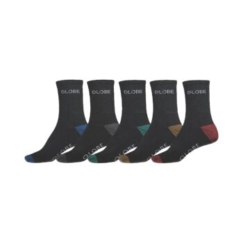 Globe Ingles Crew Socks 5 Pack - Black/Assorted