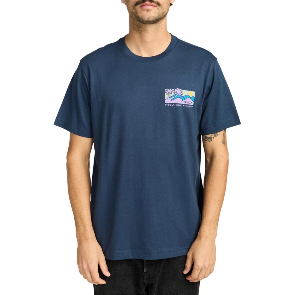RVCA Palm Trail Short-Sleeved T-Shirt - Moody Blue