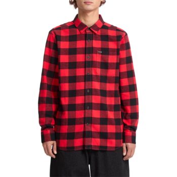 Volcom Caden Plaid L/S Shirt - Lifeguard Red