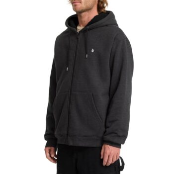 Volcom Single Stone Lined Zip Hoodie - Heather Black