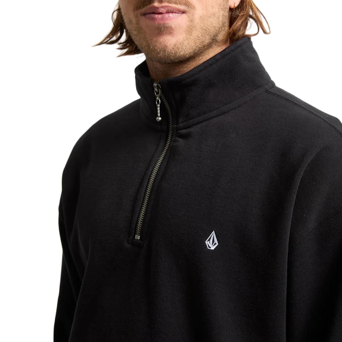 Volcom Single Stone Quarter Zip Sweatshirt - Black - Supereight