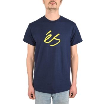 eS Script Mid S/S T-Shirt - Navy/Yellow