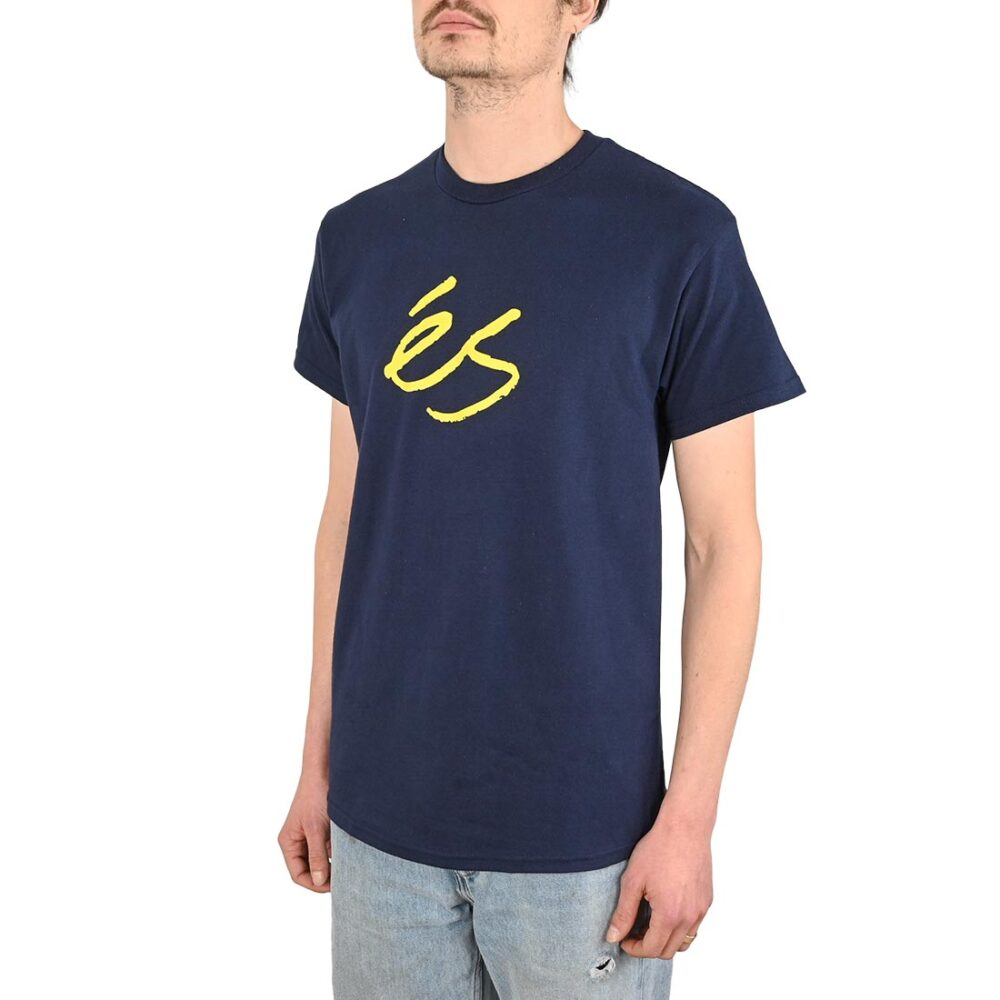 eS Script Mid S/S T-Shirt - Navy/Yellow