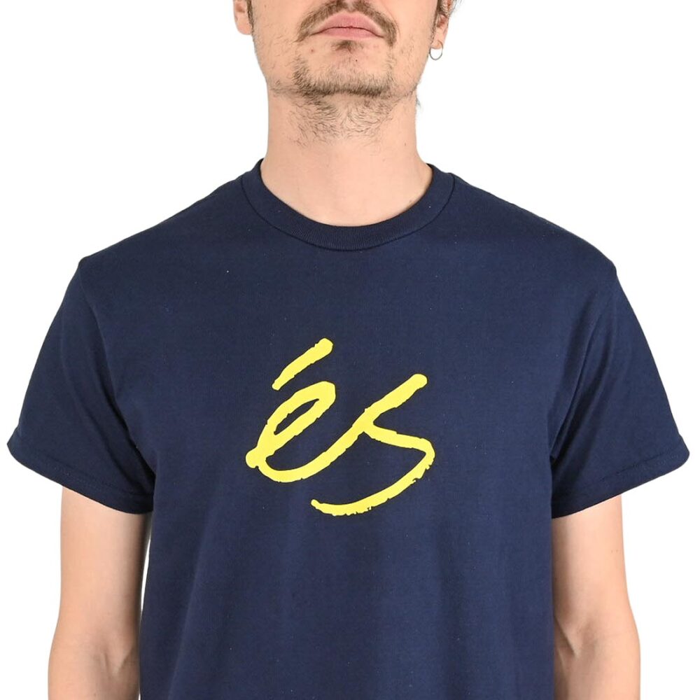 eS Script Mid S/S T-Shirt - Navy/Yellow
