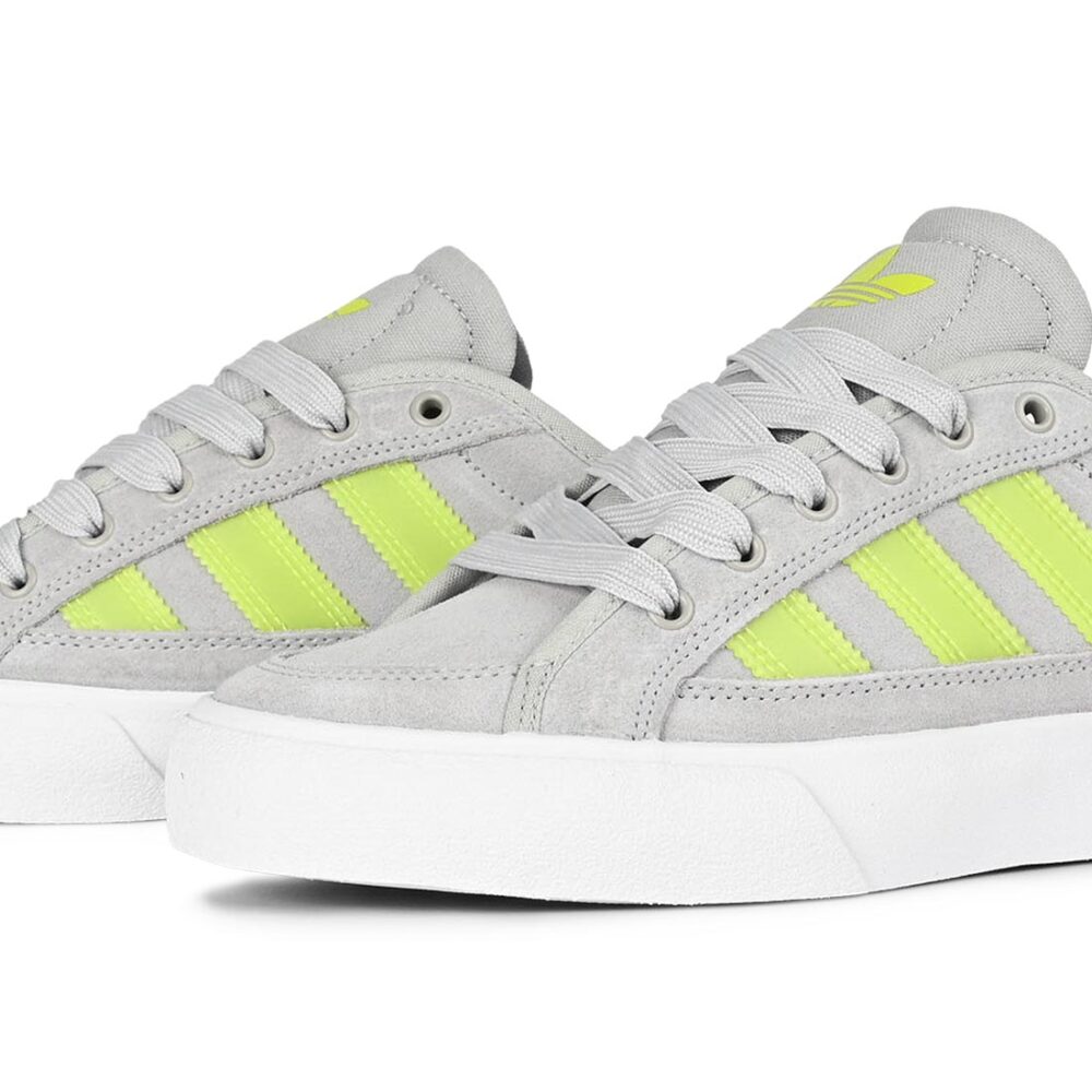 Adidas Court TNS Premiere Skate Shoes - Grey/Solar Lime/Grey