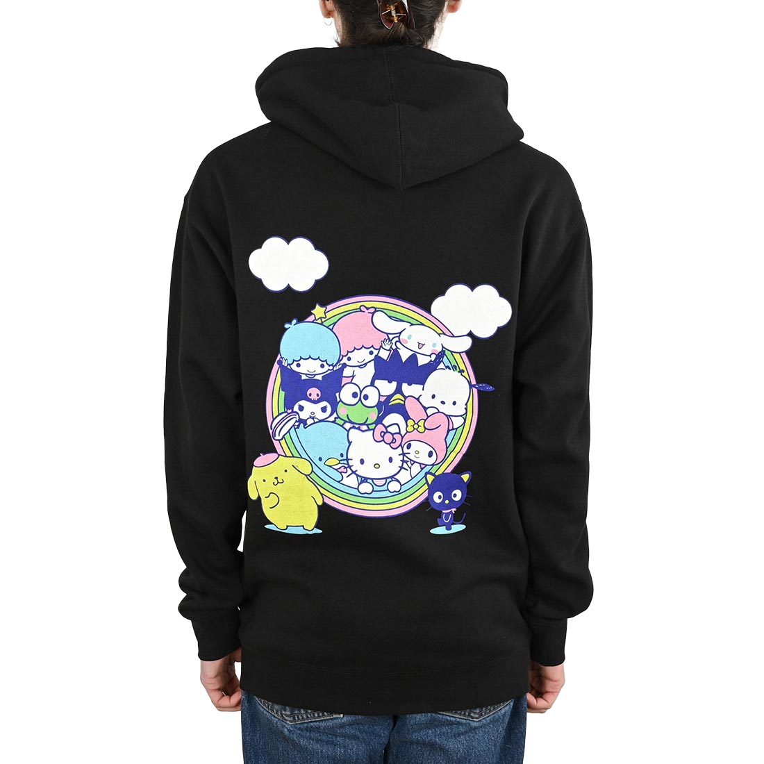 Hello Kitty Girls' 2-Piece Pink Hoodie and Jogger Set – Rainbow & Balloons Edition