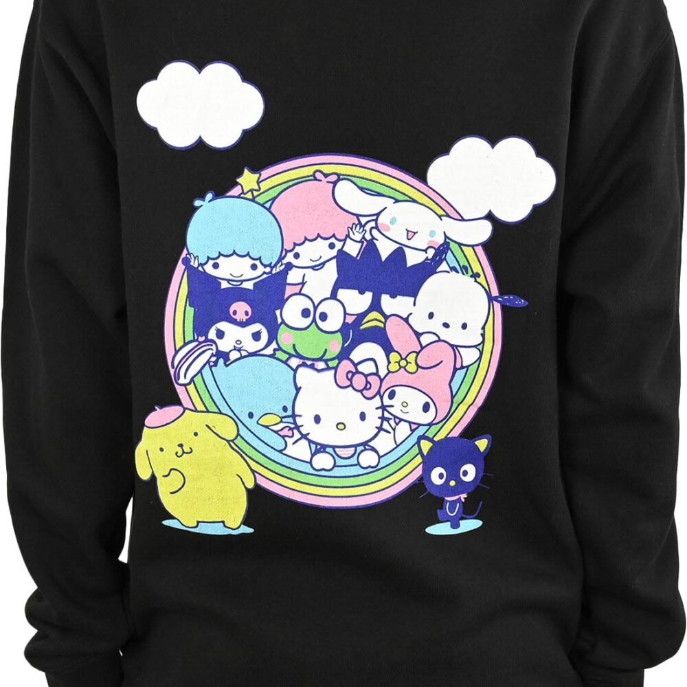 Girl x Hello Kitty Rainbow Circle Pullover Hoodie - Black