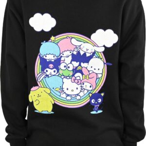 Girl x Hello Kitty Rainbow Circle Pullover Hoodie - Black