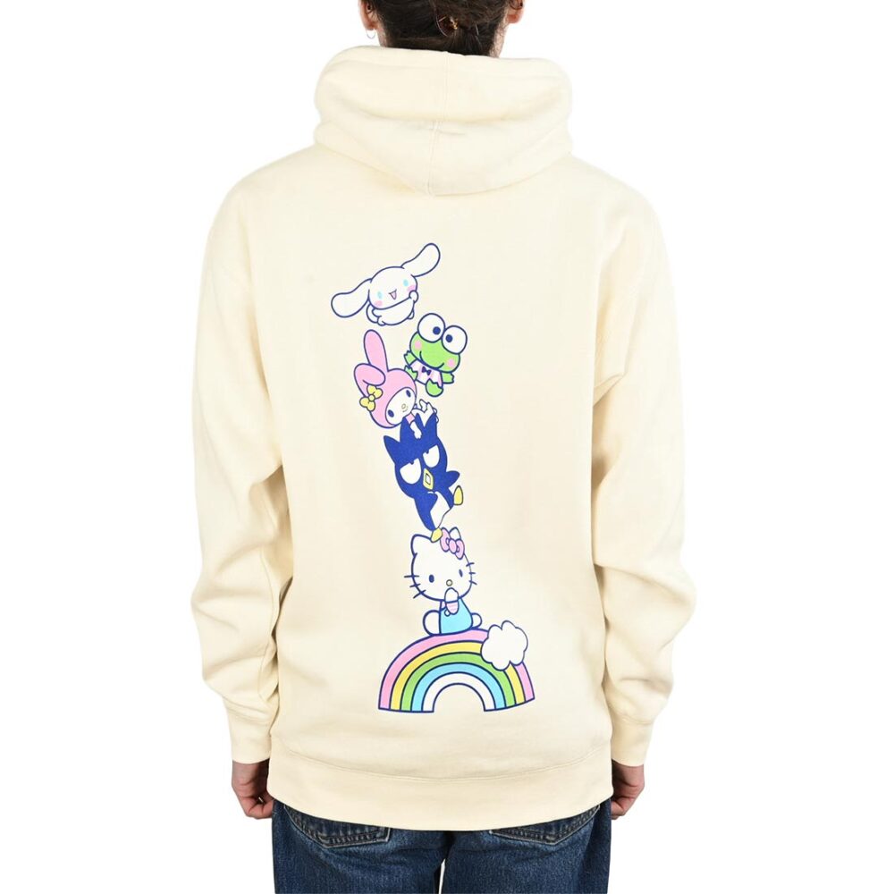 Girl x Hello Kitty Rainbow Stacked Pullover Hoodie - Cream