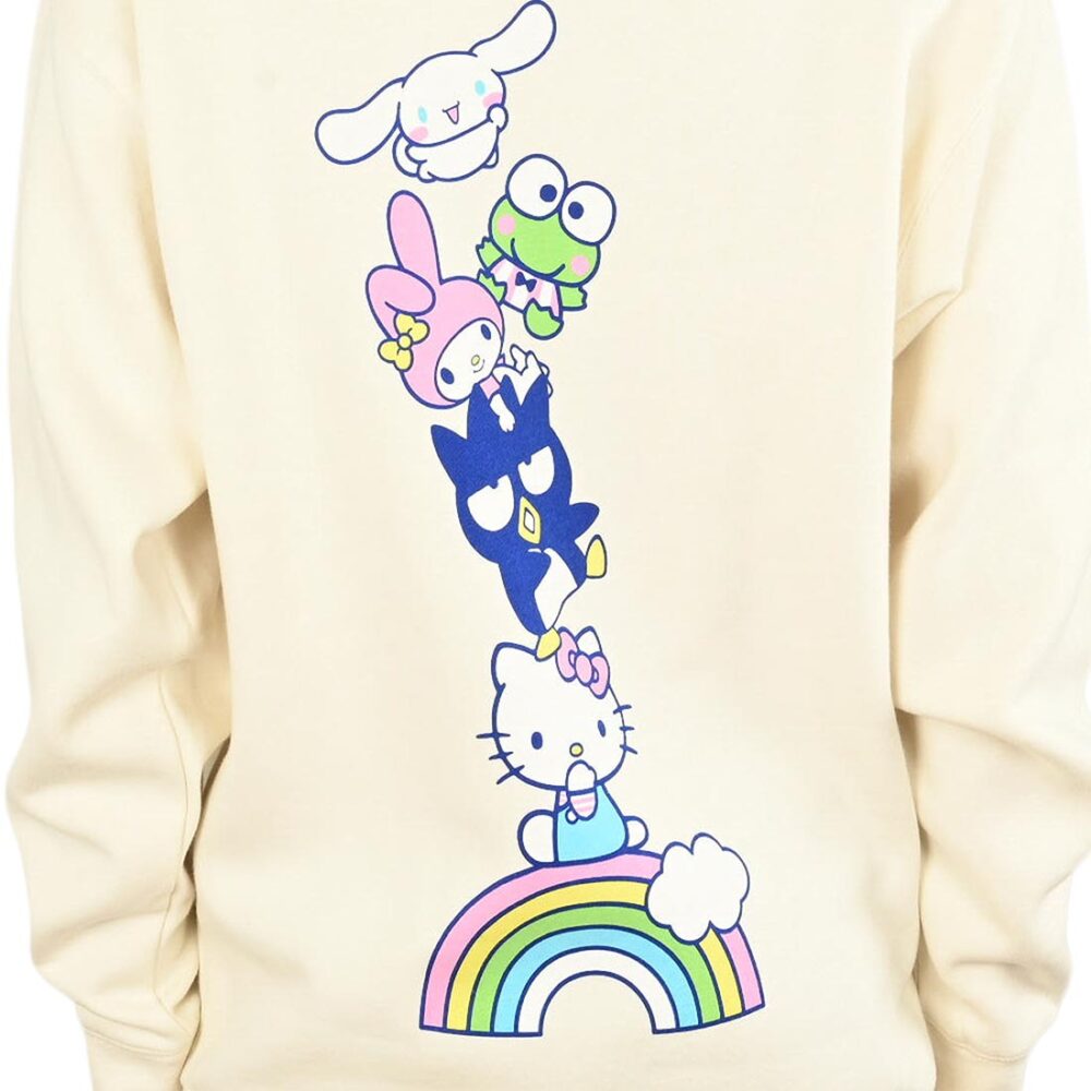 Girl x Hello Kitty Rainbow Stacked Pullover Hoodie - Cream